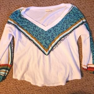 Lovely melody long sleeve cheetah turquoise shirt